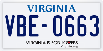 VA license plate VBE0663