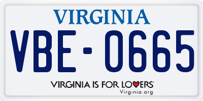 VA license plate VBE0665