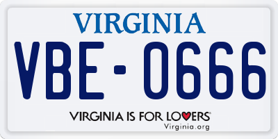 VA license plate VBE0666