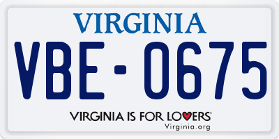 VA license plate VBE0675