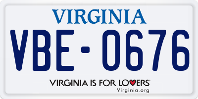 VA license plate VBE0676