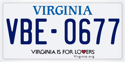 VA license plate VBE0677