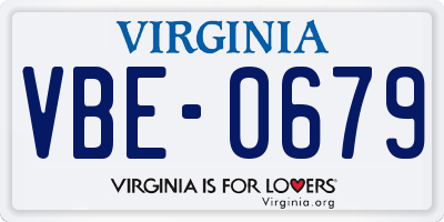 VA license plate VBE0679