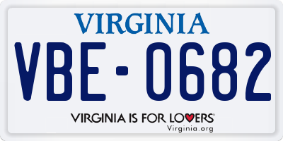 VA license plate VBE0682
