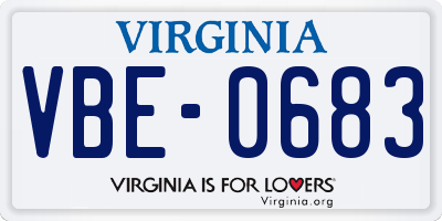 VA license plate VBE0683