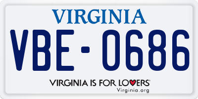 VA license plate VBE0686