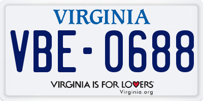 VA license plate VBE0688
