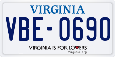VA license plate VBE0690