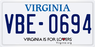 VA license plate VBE0694