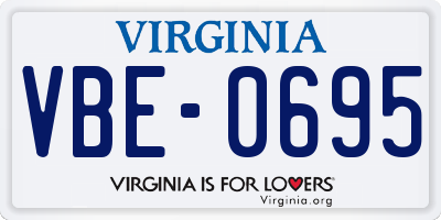 VA license plate VBE0695