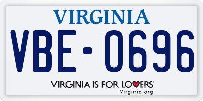 VA license plate VBE0696