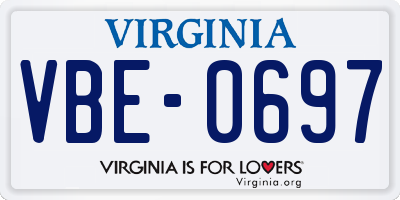 VA license plate VBE0697