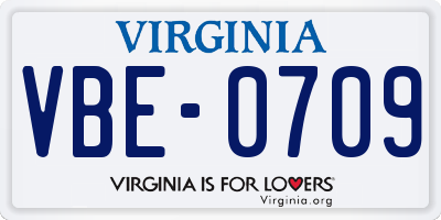 VA license plate VBE0709