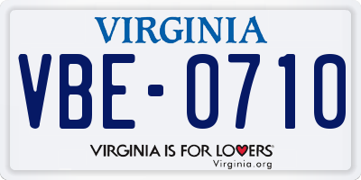 VA license plate VBE0710