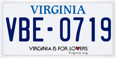 VA license plate VBE0719
