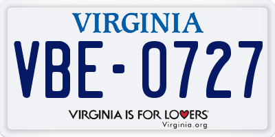 VA license plate VBE0727
