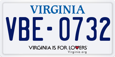 VA license plate VBE0732