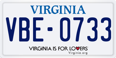 VA license plate VBE0733