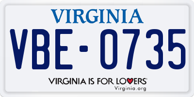 VA license plate VBE0735