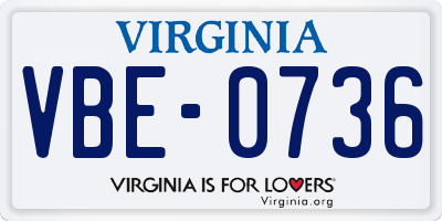 VA license plate VBE0736