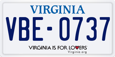 VA license plate VBE0737