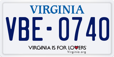 VA license plate VBE0740