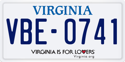 VA license plate VBE0741