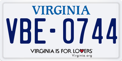 VA license plate VBE0744