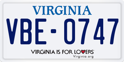 VA license plate VBE0747