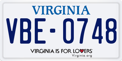 VA license plate VBE0748
