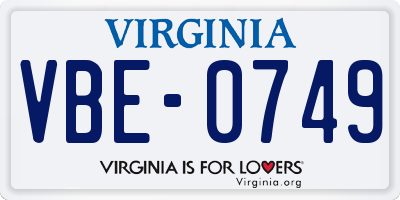 VA license plate VBE0749