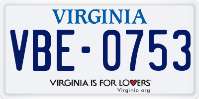 VA license plate VBE0753