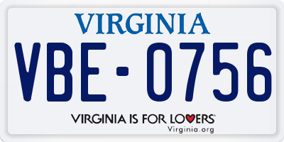 VA license plate VBE0756