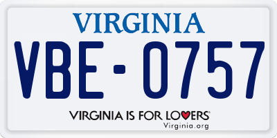 VA license plate VBE0757