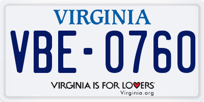VA license plate VBE0760