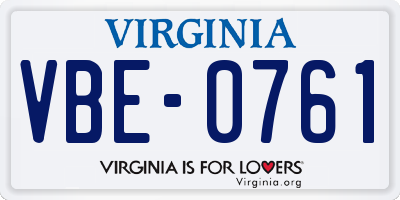 VA license plate VBE0761