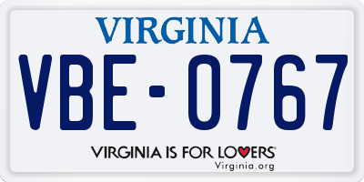 VA license plate VBE0767