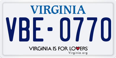 VA license plate VBE0770
