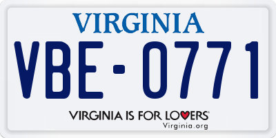 VA license plate VBE0771