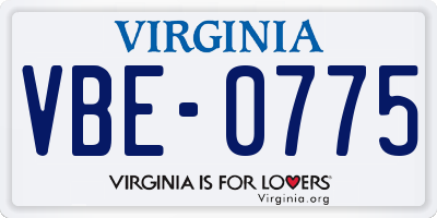 VA license plate VBE0775