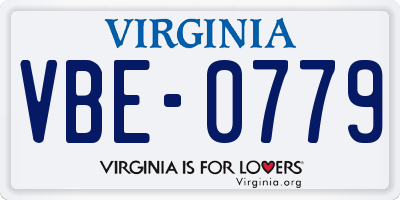 VA license plate VBE0779