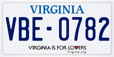 VA license plate VBE0782
