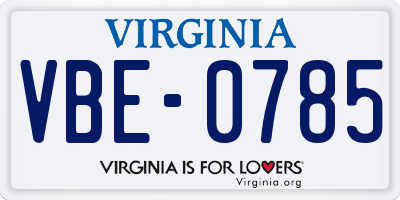 VA license plate VBE0785