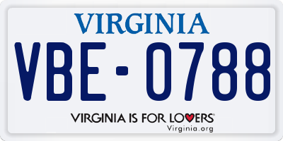 VA license plate VBE0788