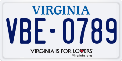 VA license plate VBE0789