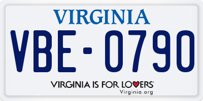 VA license plate VBE0790