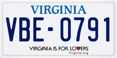 VA license plate VBE0791
