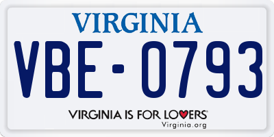 VA license plate VBE0793