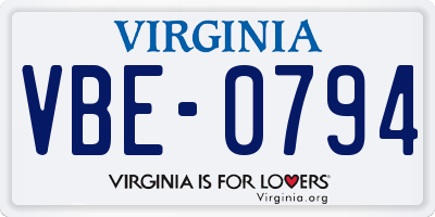 VA license plate VBE0794