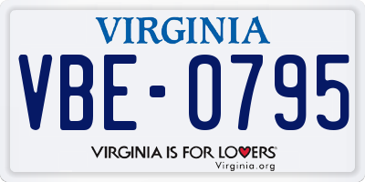 VA license plate VBE0795